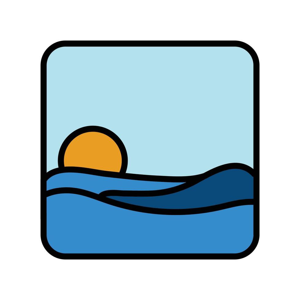 Abstract Sunset Over Ocean Waves Illustration vector