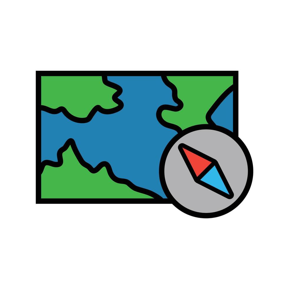 Colorful Map with Compass Icon Illustration vector