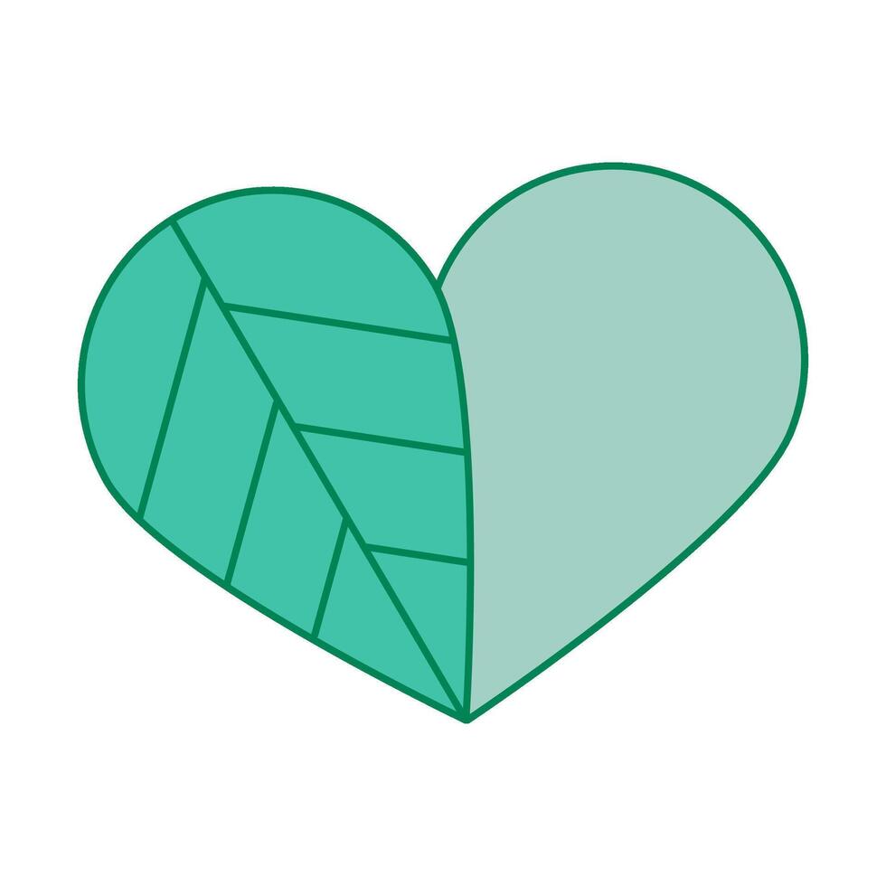Heart shape green leaves on white background. vector