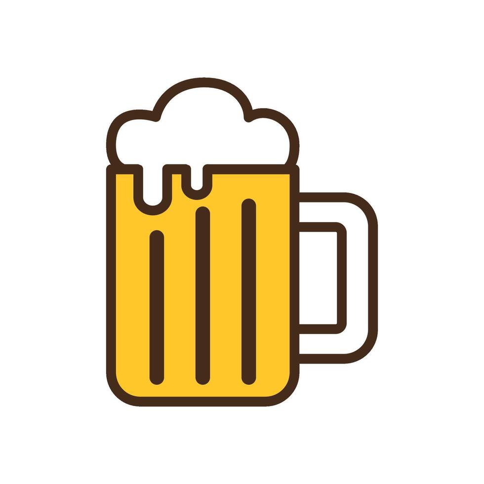 Beer glass with foam on white background. vector