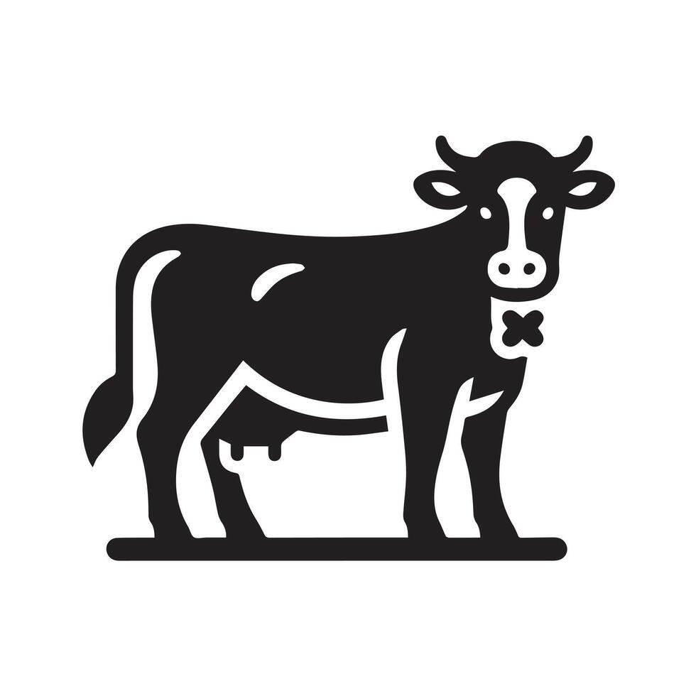 Minimalist Cow Illustration in Black and White vector