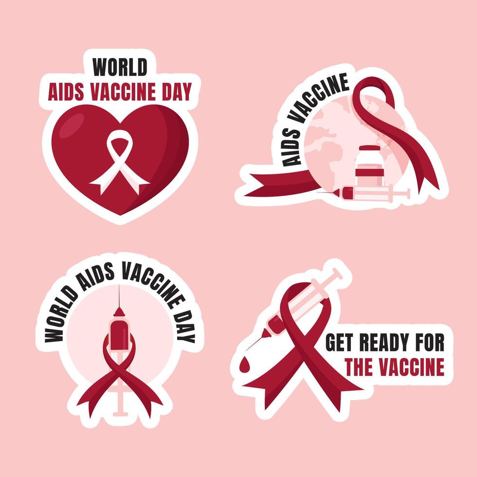 World AIDS Vaccine Day Cartoon Style Social Media Label Illustration vector