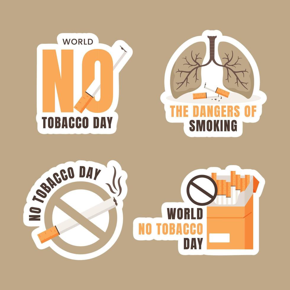 World No Tobacco Day Digital Label with Flat Cartoon Background vector