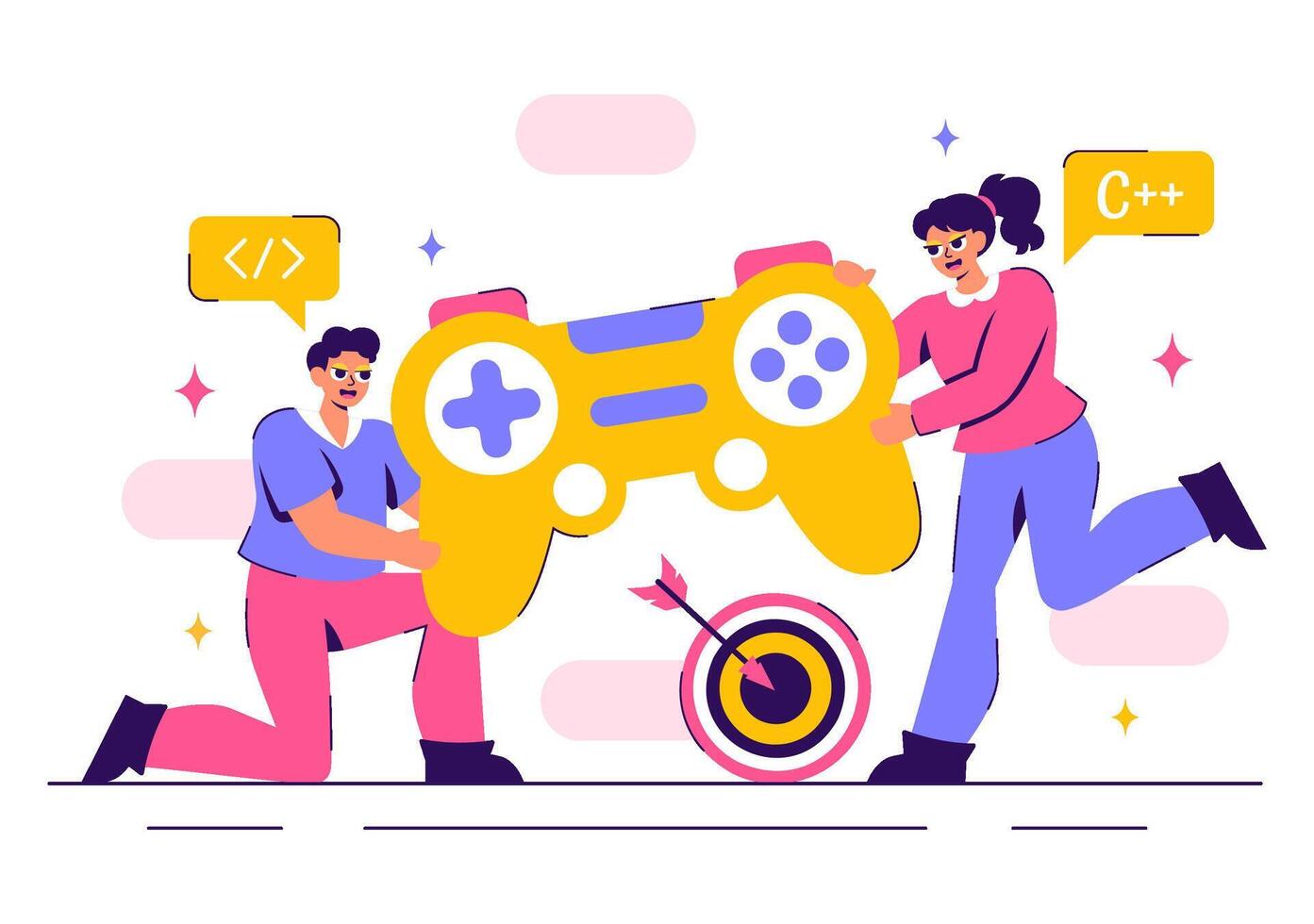 Cute Professional Gamer Streaming and Playing Online Games in a Fun Background vector