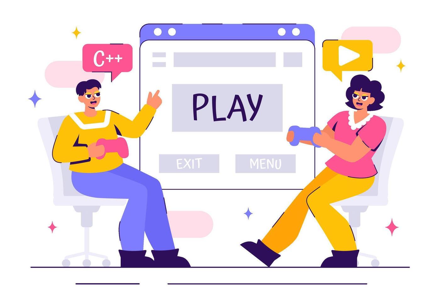 Flat Style Illustration of a Gamer Live Streaming Games in a Stylish Setup vector