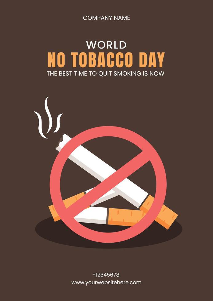 World No Tobacco Day Promotional Social Media Flyer Illustration in Flat Cartoon Style vector
