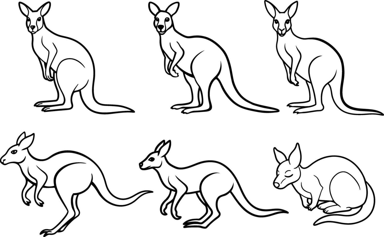 A beautiful kangaroo line art collection. vector