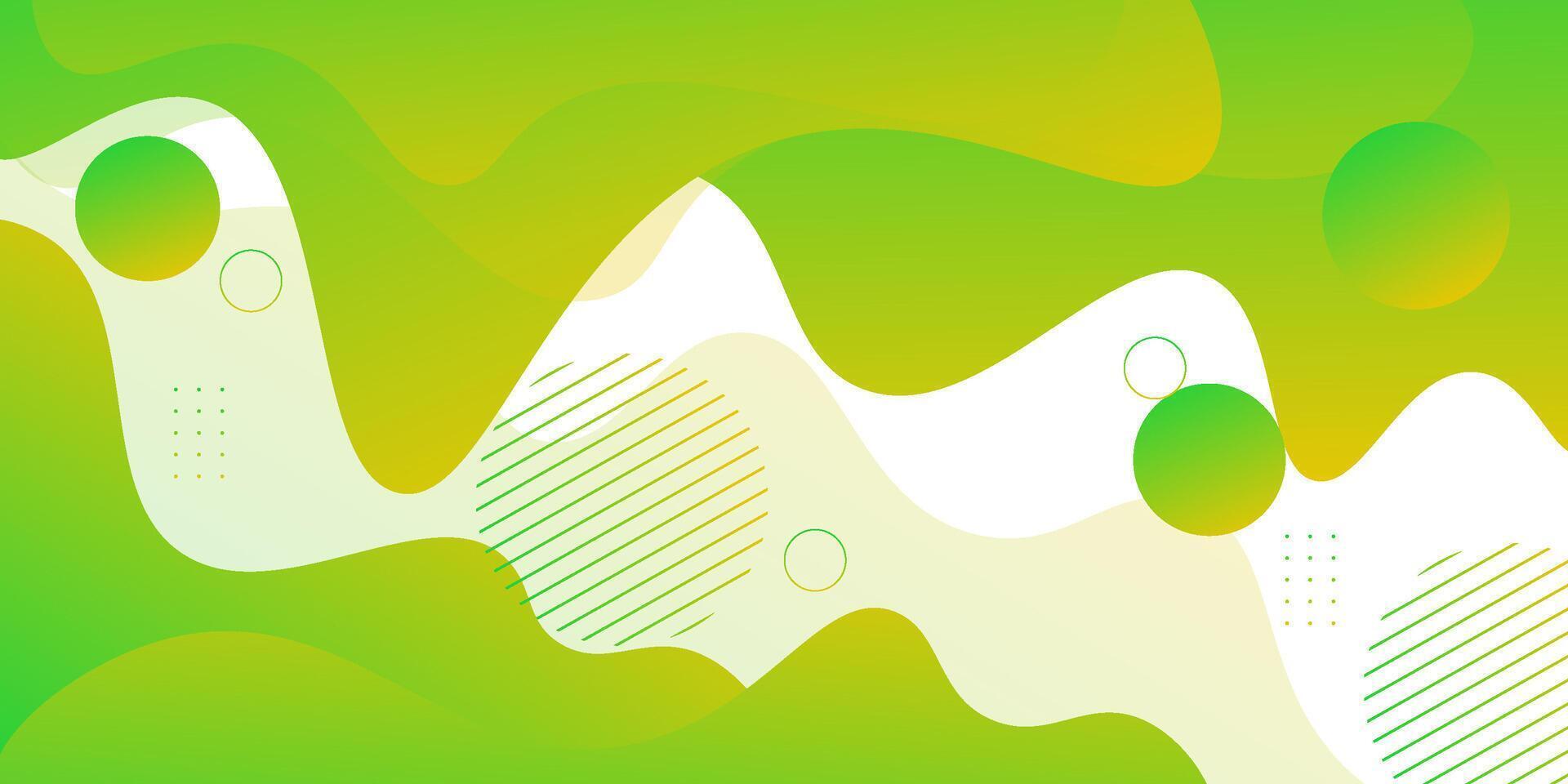Green geometric business banner design. Creative banner design with wave and circle shapes on bright background for template. Simple horizontal banner. Eps10 vector