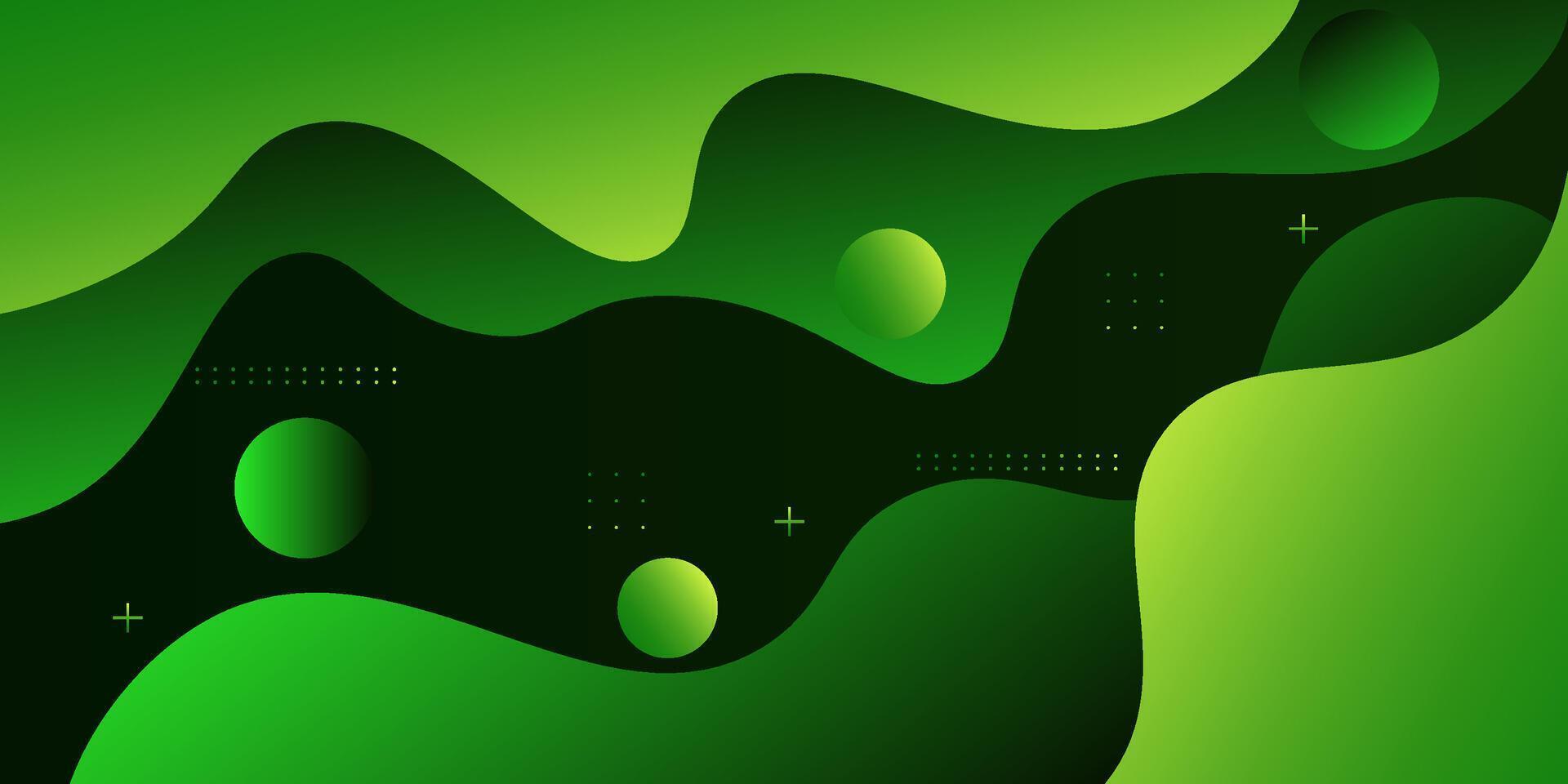 Green geometric business banner design. Creative banner design with wave shape and circle background for template. Simple horizontal banner. Eps10 vector