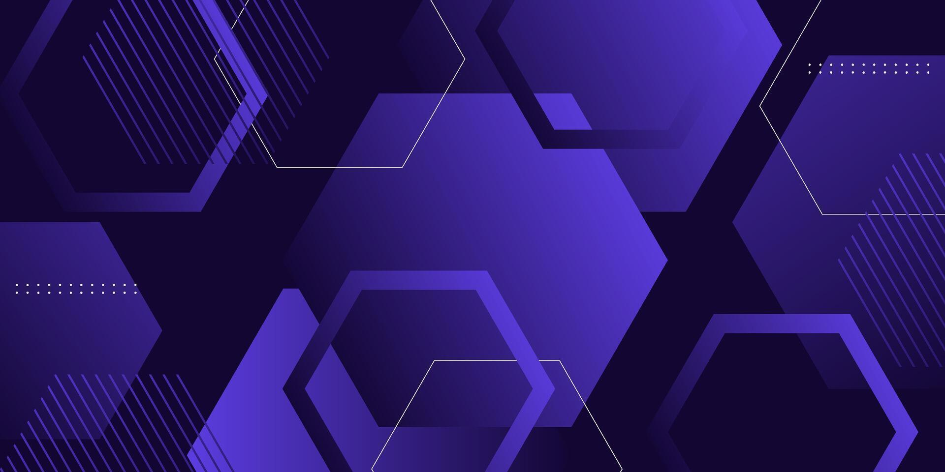 Abstract hexagon banner dark purple 3D background with simple geometric shape pattern design. Eps10 vector