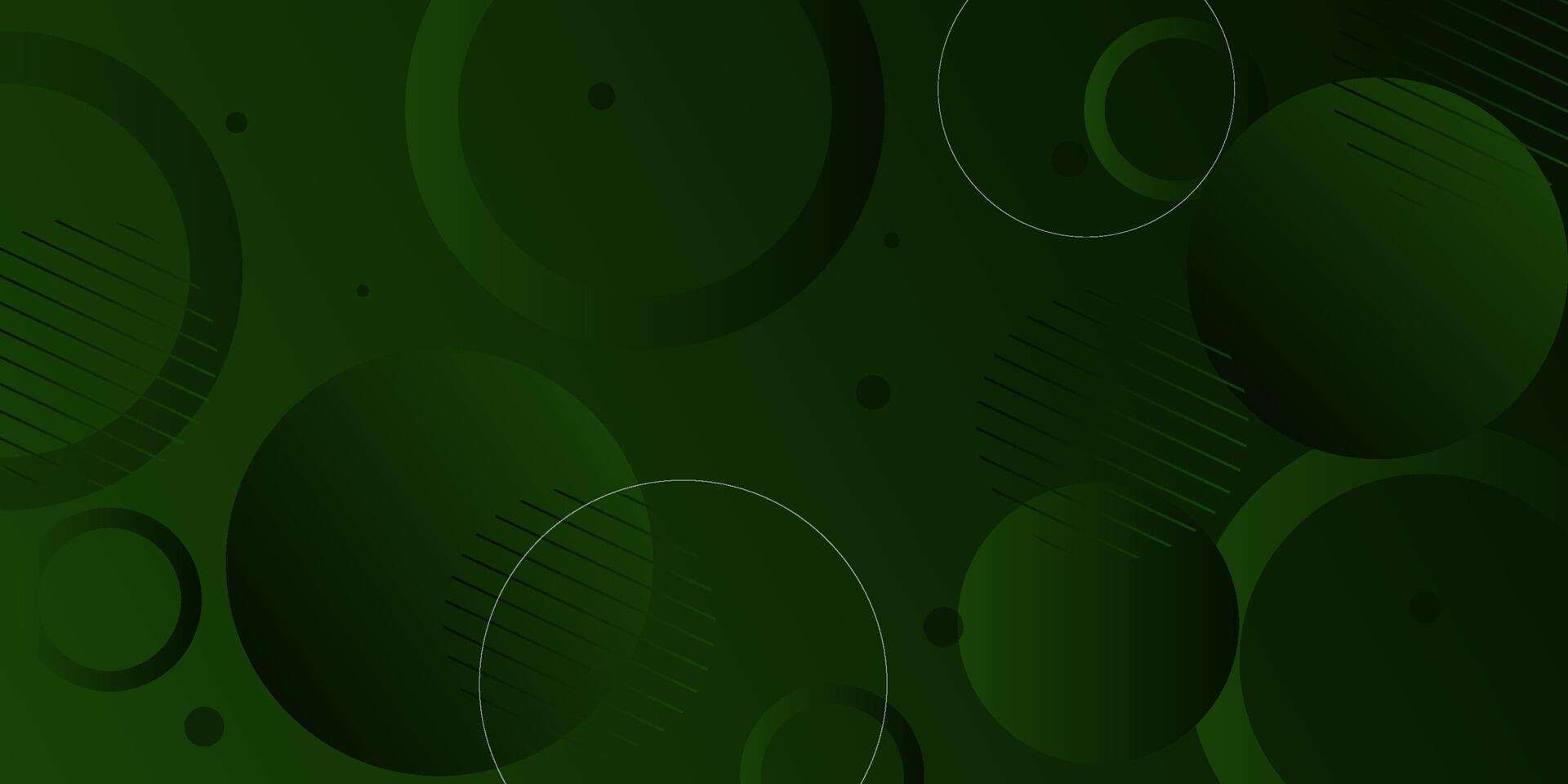 Dark green 3D abstract colorful gradient background. Overlapping circles layers with simple pattern. Eps10 vector