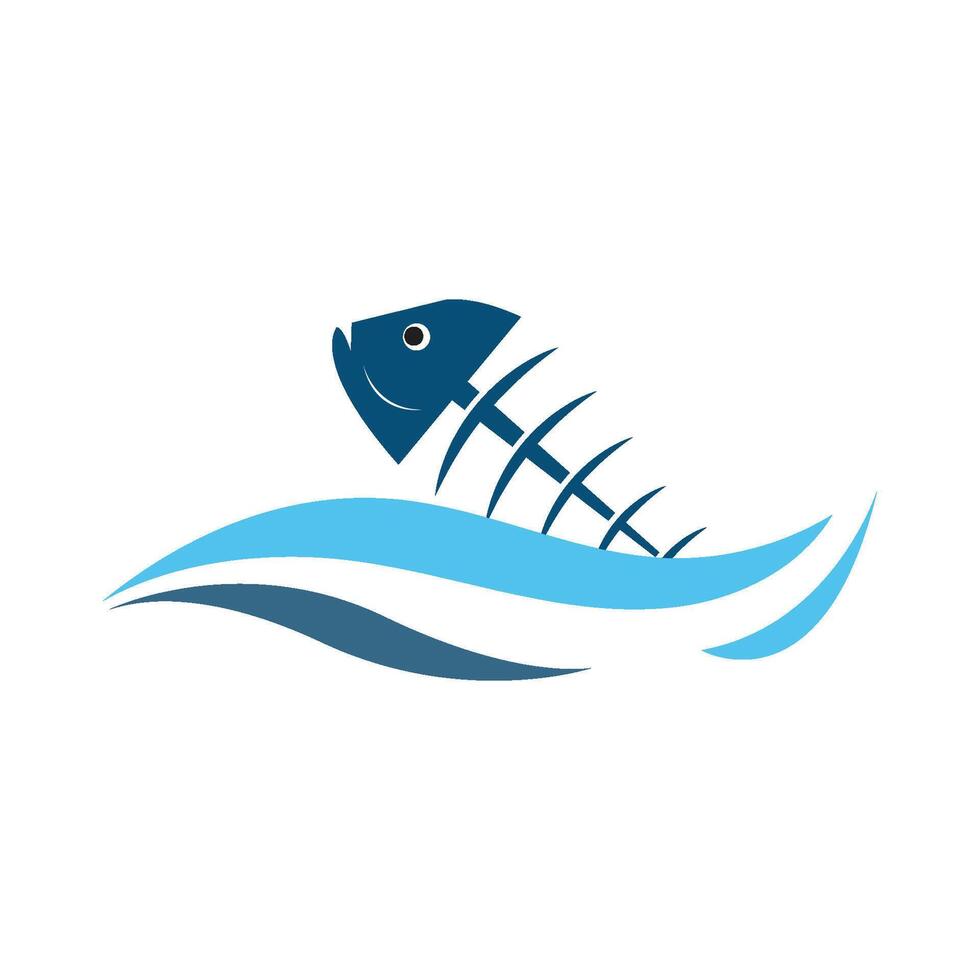 Bone fish icon on water vector