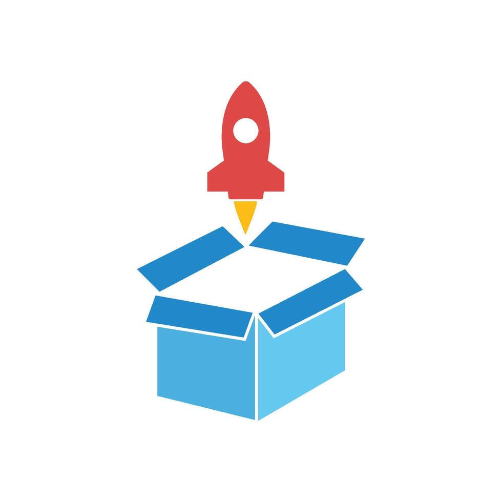 Rocket box logo icon vector