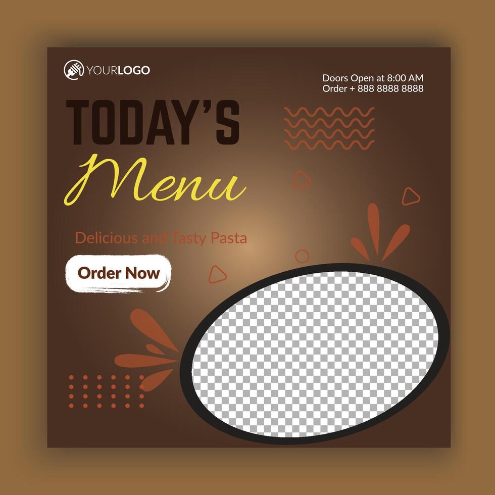 Today's special food menu for social media poster vector