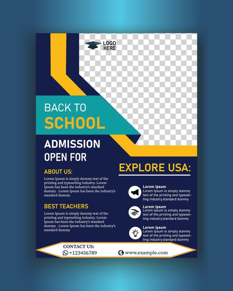 Back to School Enroll Today. social media flyer vector