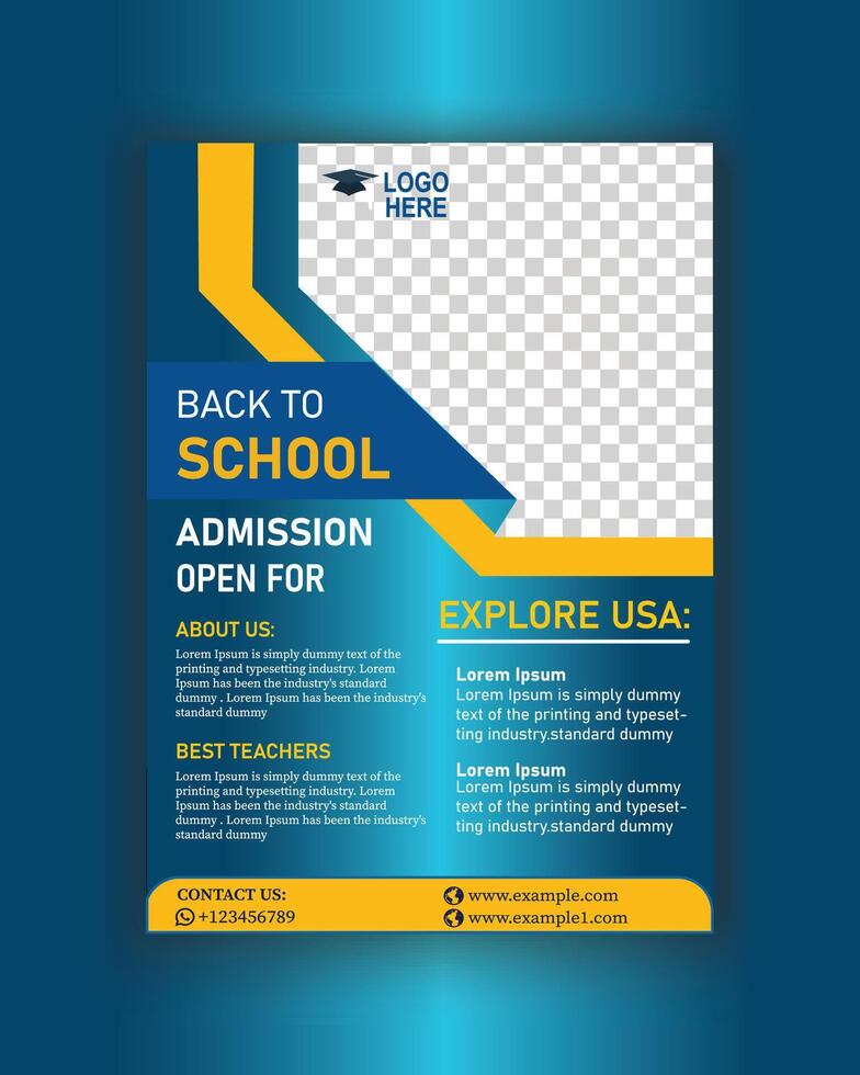 Back to school admission flyer design vector
