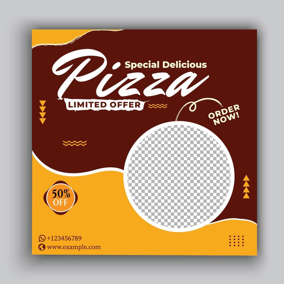 Delicious pizza and food menu social media banner post template vector