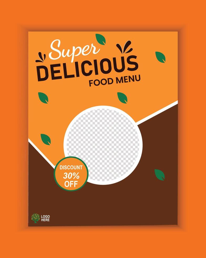 Super delicious food menu social media flyer vector