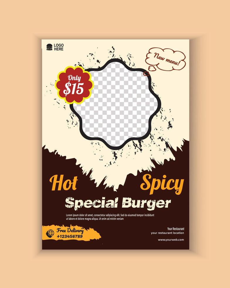 Hot spicy special burger banner vector