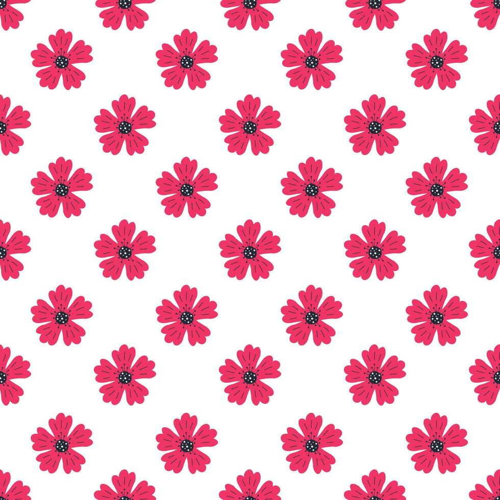 Seamless pattern with pink flowers vector