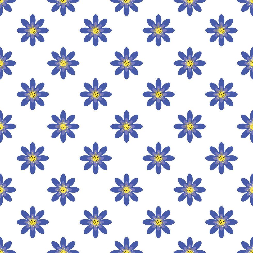 Seamless pattern with purple flowers on white background. Floral print for fabric, textile, wallpaper vector