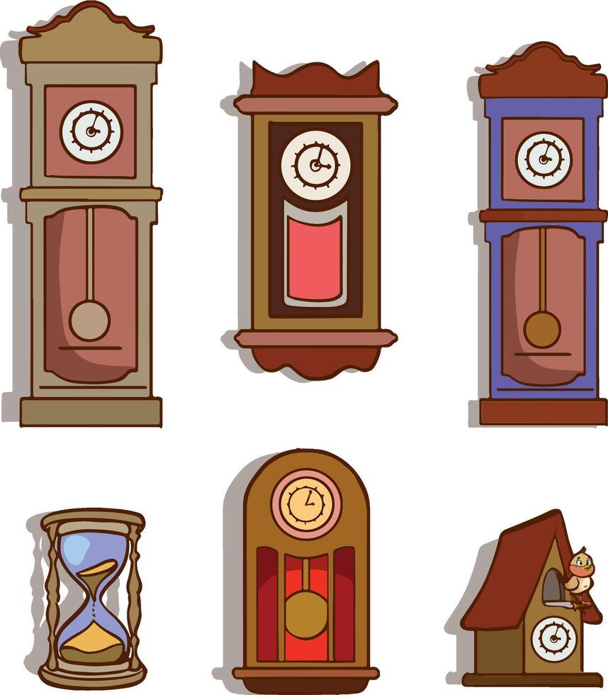 old wall clocks set vector