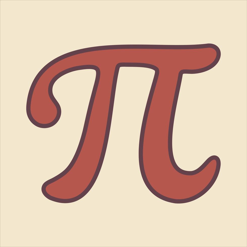 Bold Red Pi Symbol on Cream Background Playful Illustration for Math vector