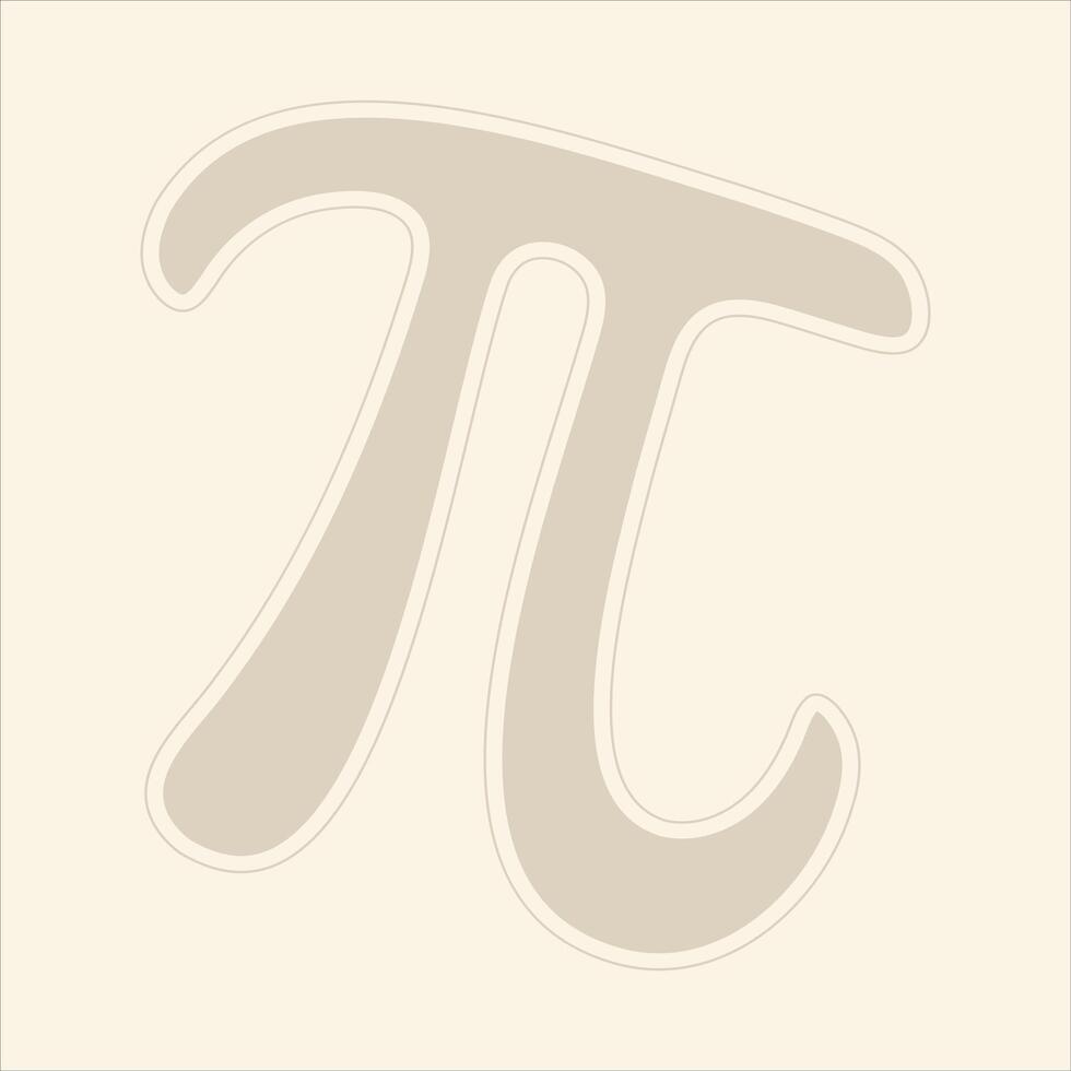 Soft Beige Pi Symbol with Subtle Outlines Minimalist Math vector