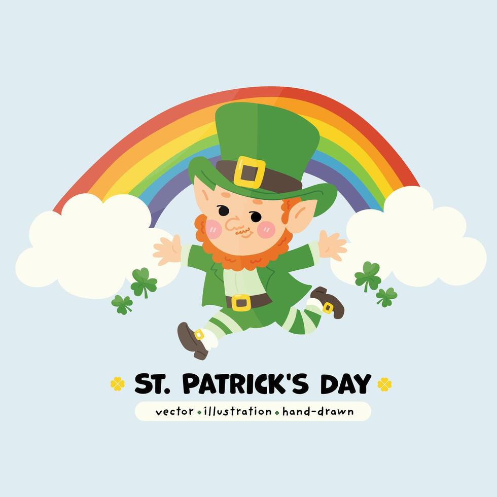 Dancing St. Patrick's Day Leprechaun festive cartoon vector