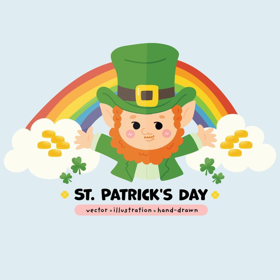 Playful St. Patrick's Day Leprechaun happy holiday vector