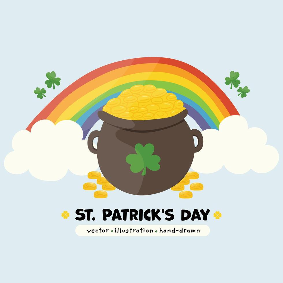 Pot of Gold St. Patrick's Day Leprechaun Cartoon vector