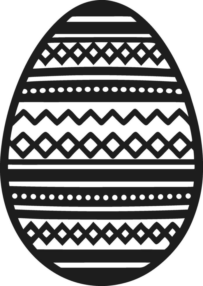 Intricate Easter Egg Silhouette - Black Decorative Illustration vector