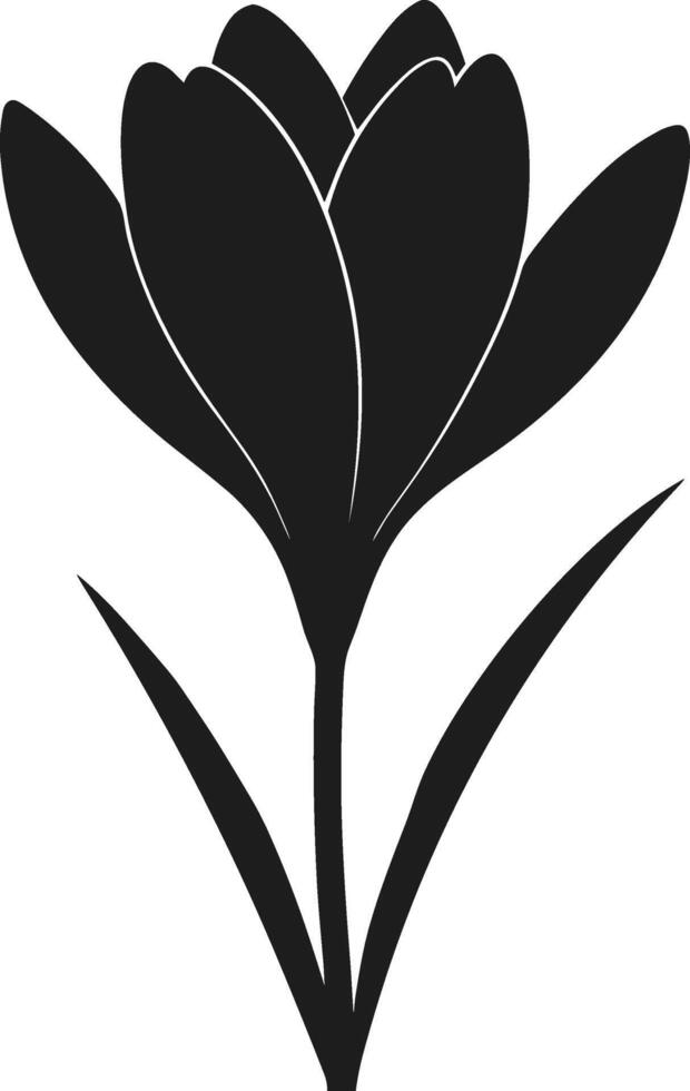 Hand-Drawn Crocus Flower - Black Silhouette for Spring and Floral Designs vector