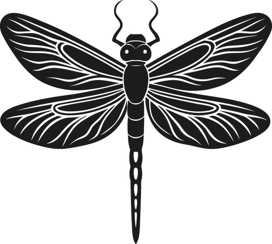 Intricate Dragonfly Silhouette - Spring Nature Illustration vector