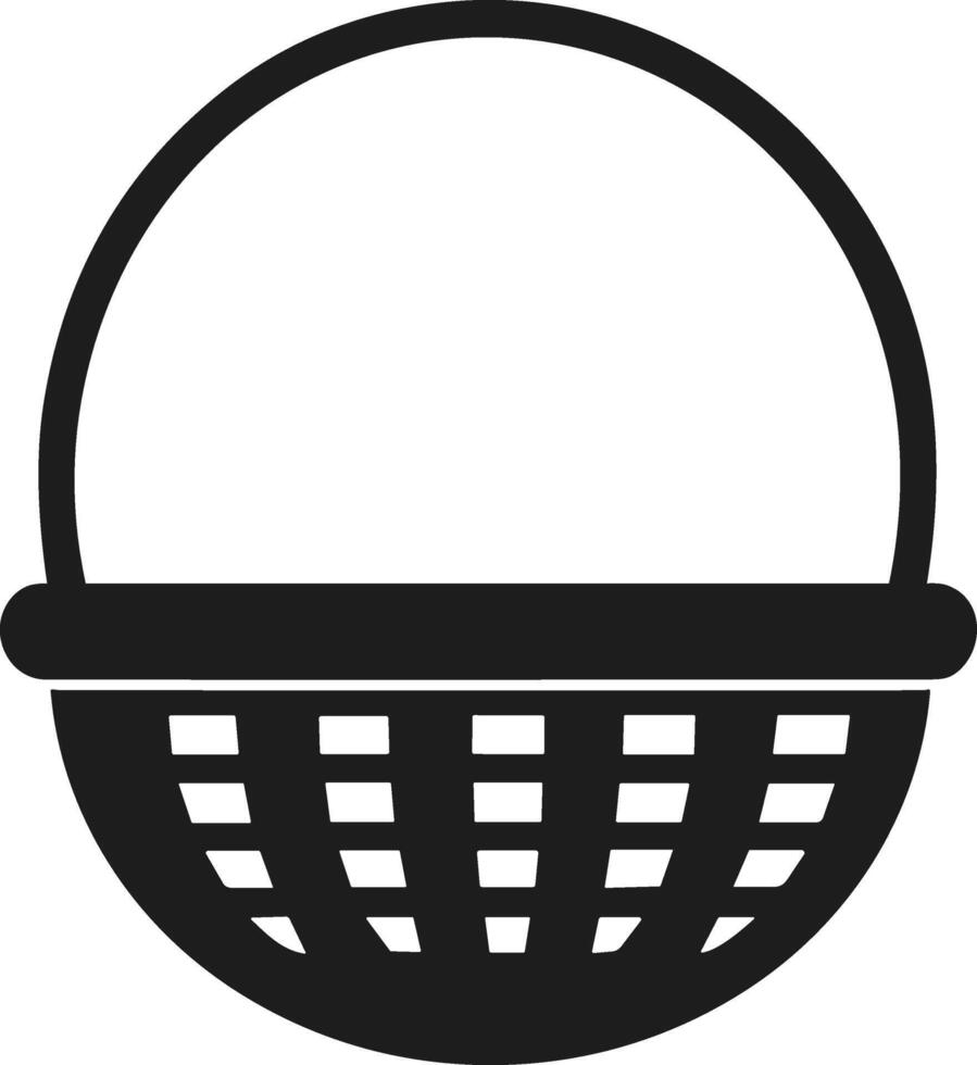 Round Basket Silhouette - Simple Woven Basket Illustration vector