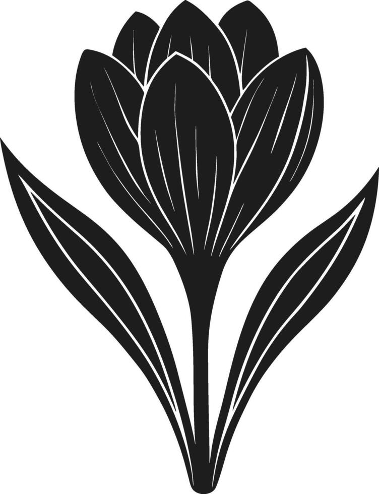 Hand-Drawn Crocus Flower - Black Silhouette Illustration for Spring Designs vector