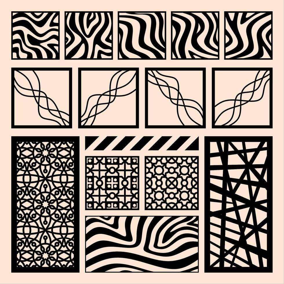 Intricate Black and Beige Laser Cut Panel Designs for Decorative and Architectural Masterpieces vector