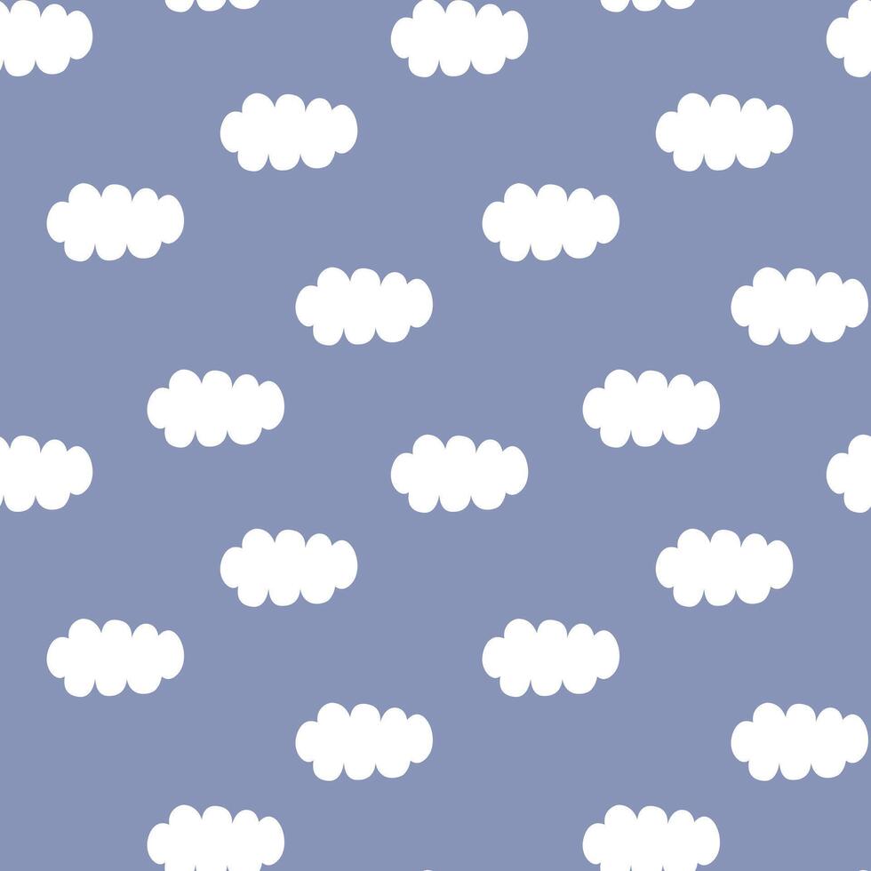seamless minimal cloud repeat pattern in blue background vector