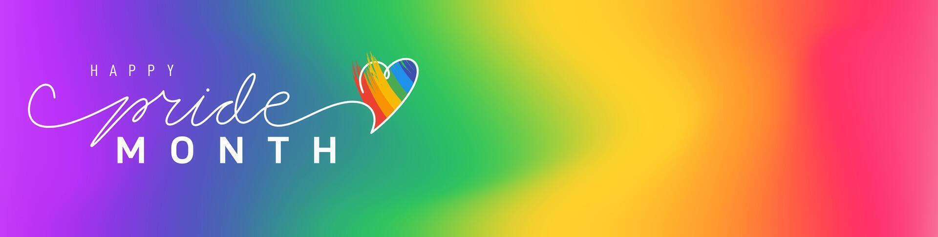 Pride Gradient Background With Lgbtq Pride 2025. Gay Parade Annual Summer Event. Template Designer Sign, Icon, Event Banner Design. Pride Symbol With Heart, Lgbt, Sexual Minorities, Gays And Lesbians. vector