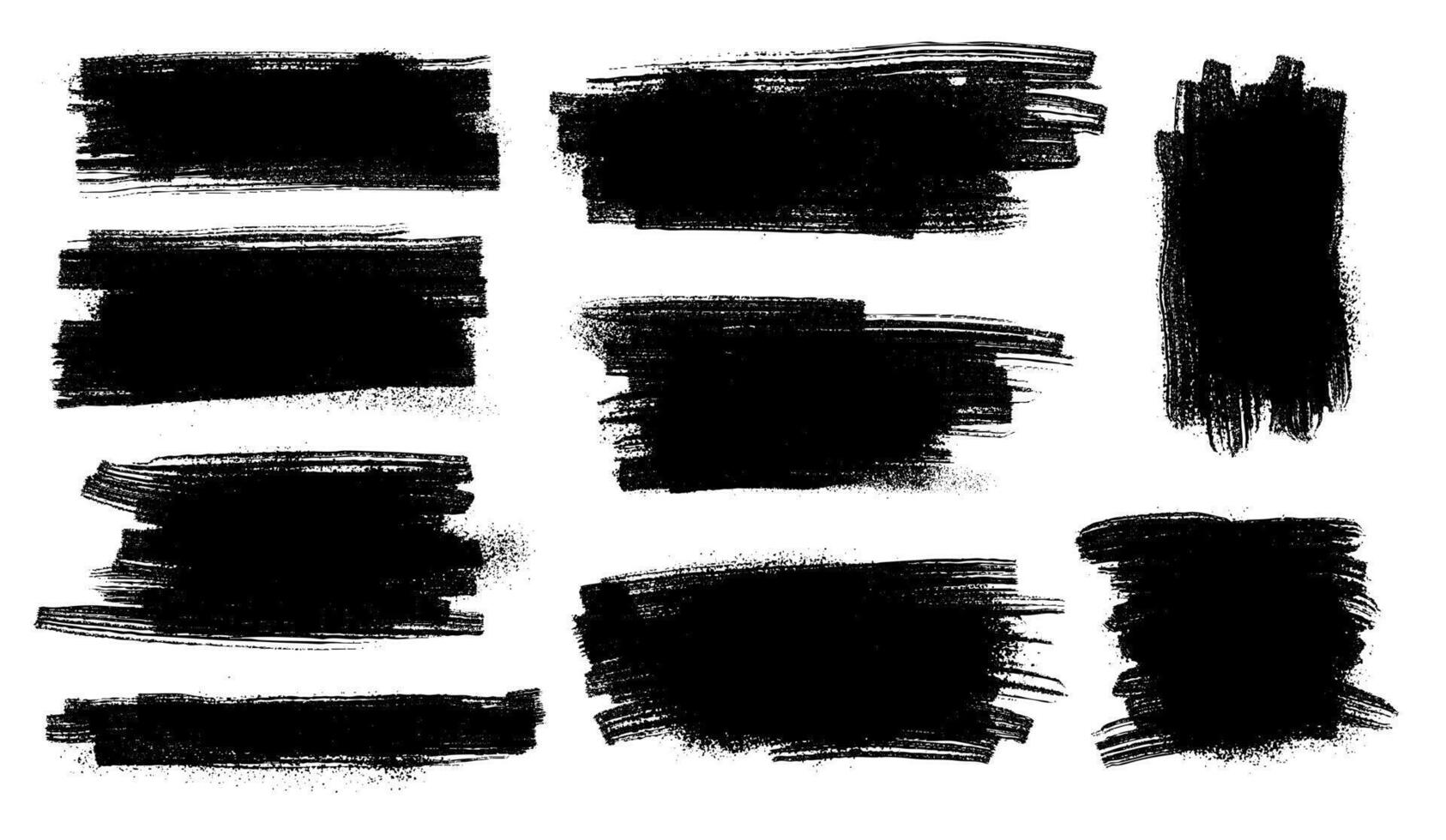 Paint Bold Brush Strokes set. Hand Drawn Thick Grunge Lines and Rectangle Shapes. Black Sketchy Bold Lines. Dry Ink Brush Strokes, Graffiti Banners. Template Grunge Marker Highlight Underline. vector