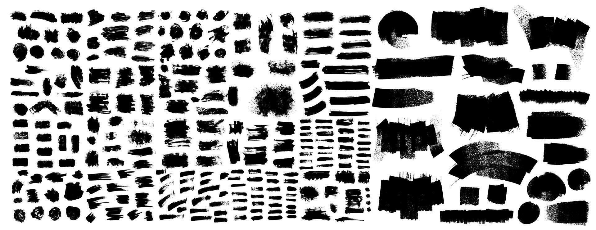 Paint Grunge Backgrounds, Brushstrokes. Grunge Design Black Elements Paint Roller, Dry Brush Strokes. Set Of Paint, Art Canvas, Ink Splash And Grungy Decoration Elements. Illustration vector