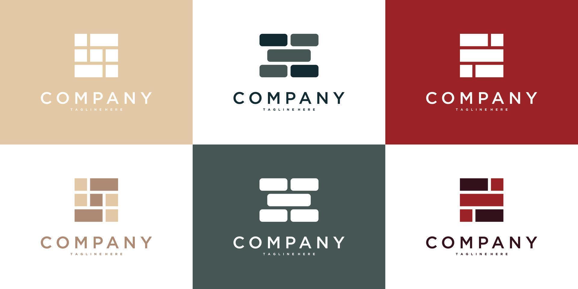 Set of bricks logo design for property home building. Premium vector