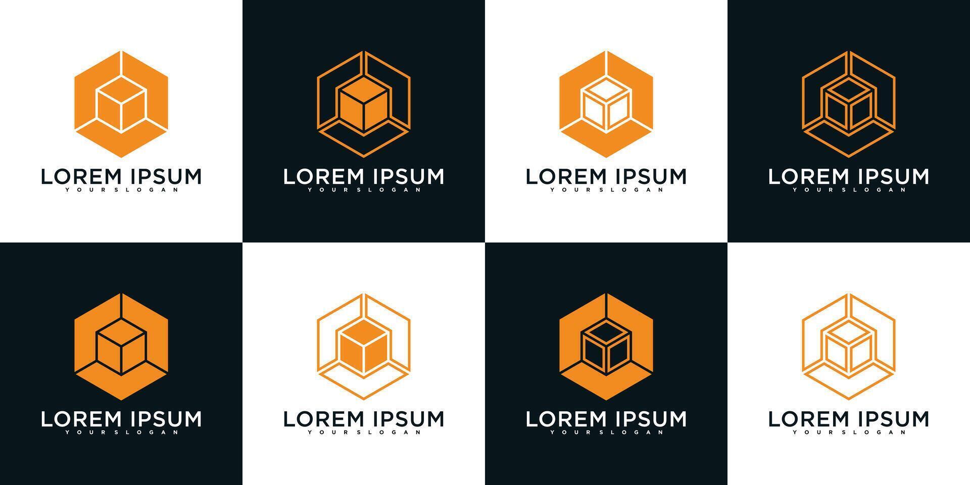 Set of hexagon logo designs vector