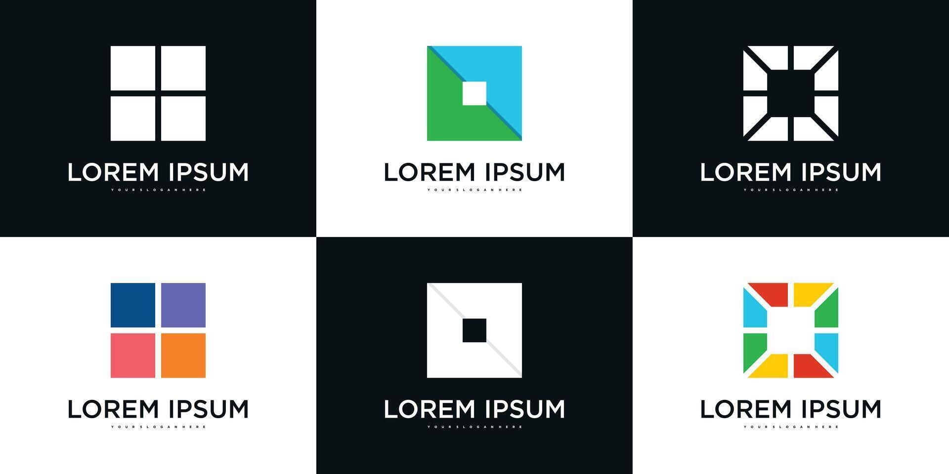 Collection of company logo design elements, abstract square. Premium vector