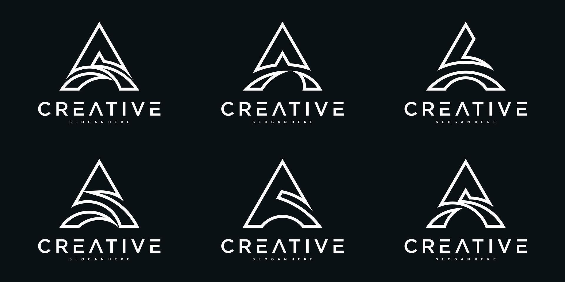Set of simple creative logo design letter A vector