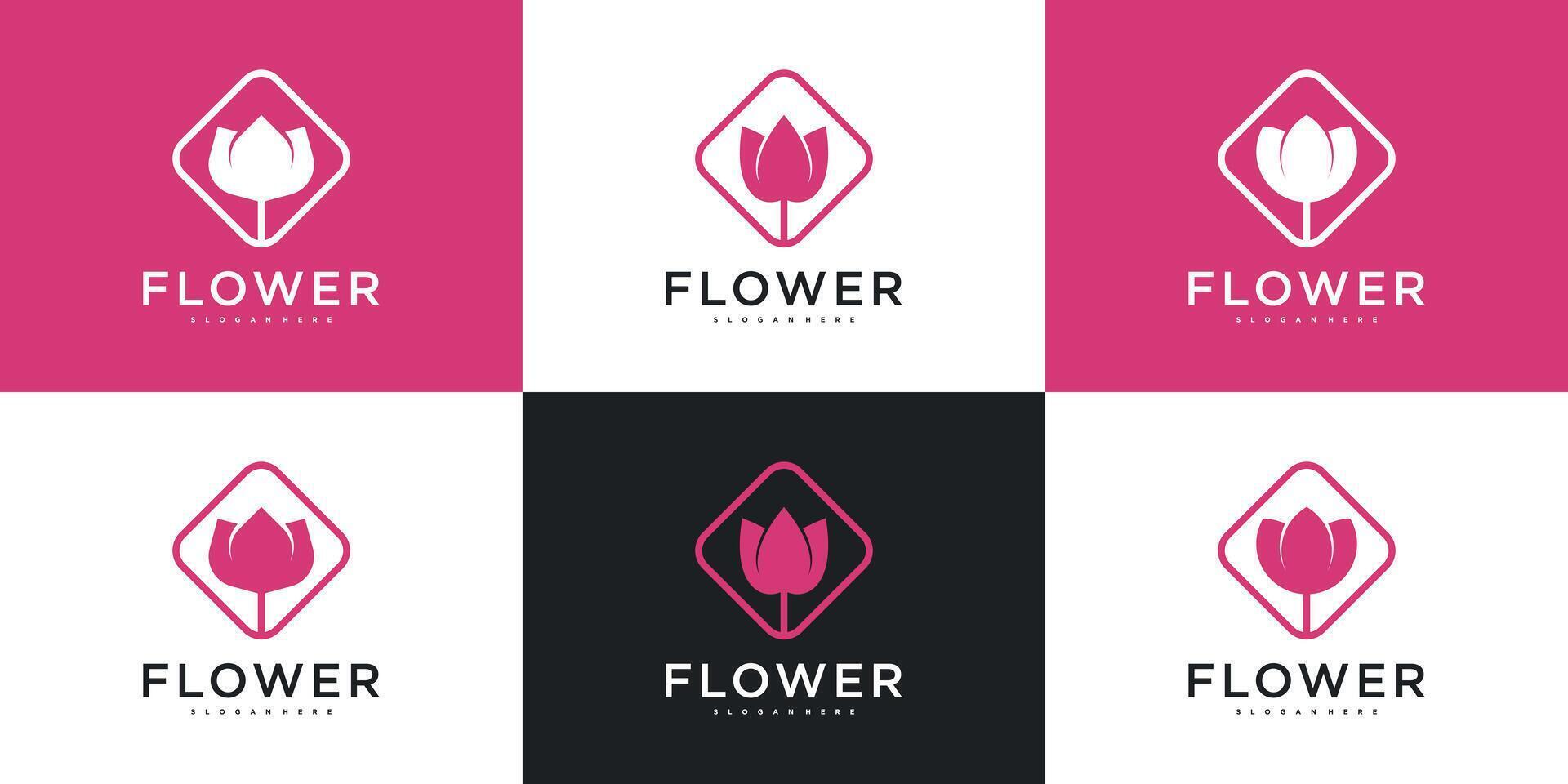 Set of abstrack flower logo design beauty vector