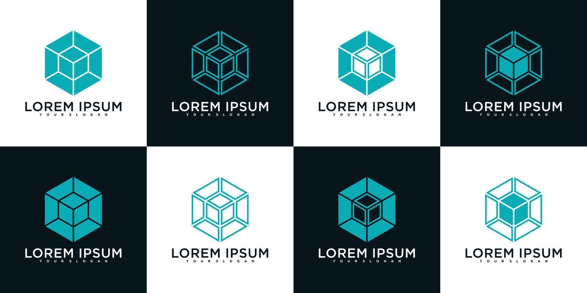 Set of hexagon logo designs. vector