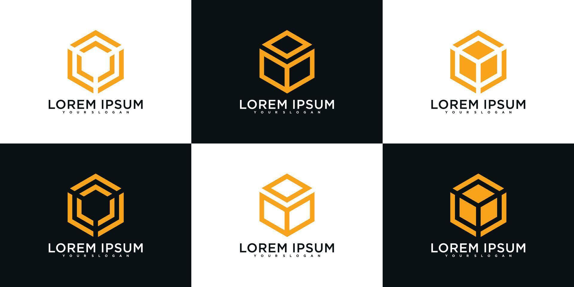Set of Hexagon logo design vector