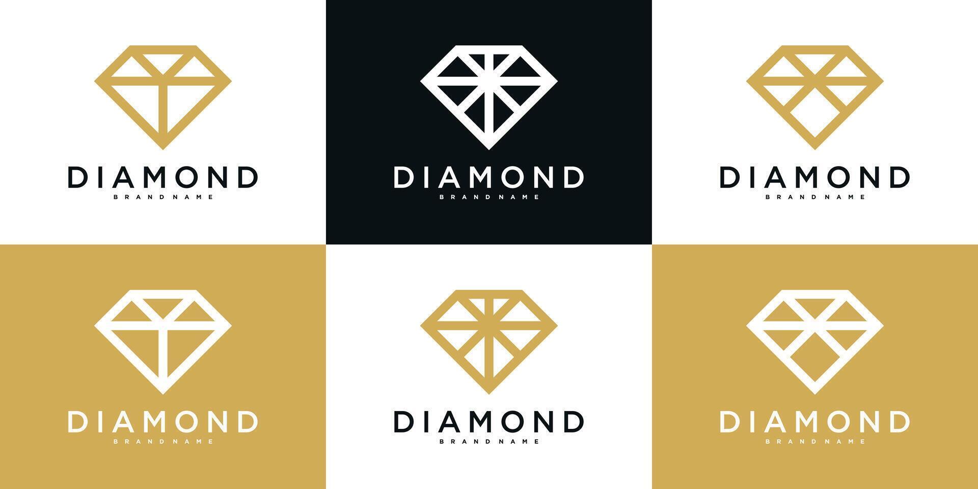 Set of creative luxury modern stylist diamond logo design vector