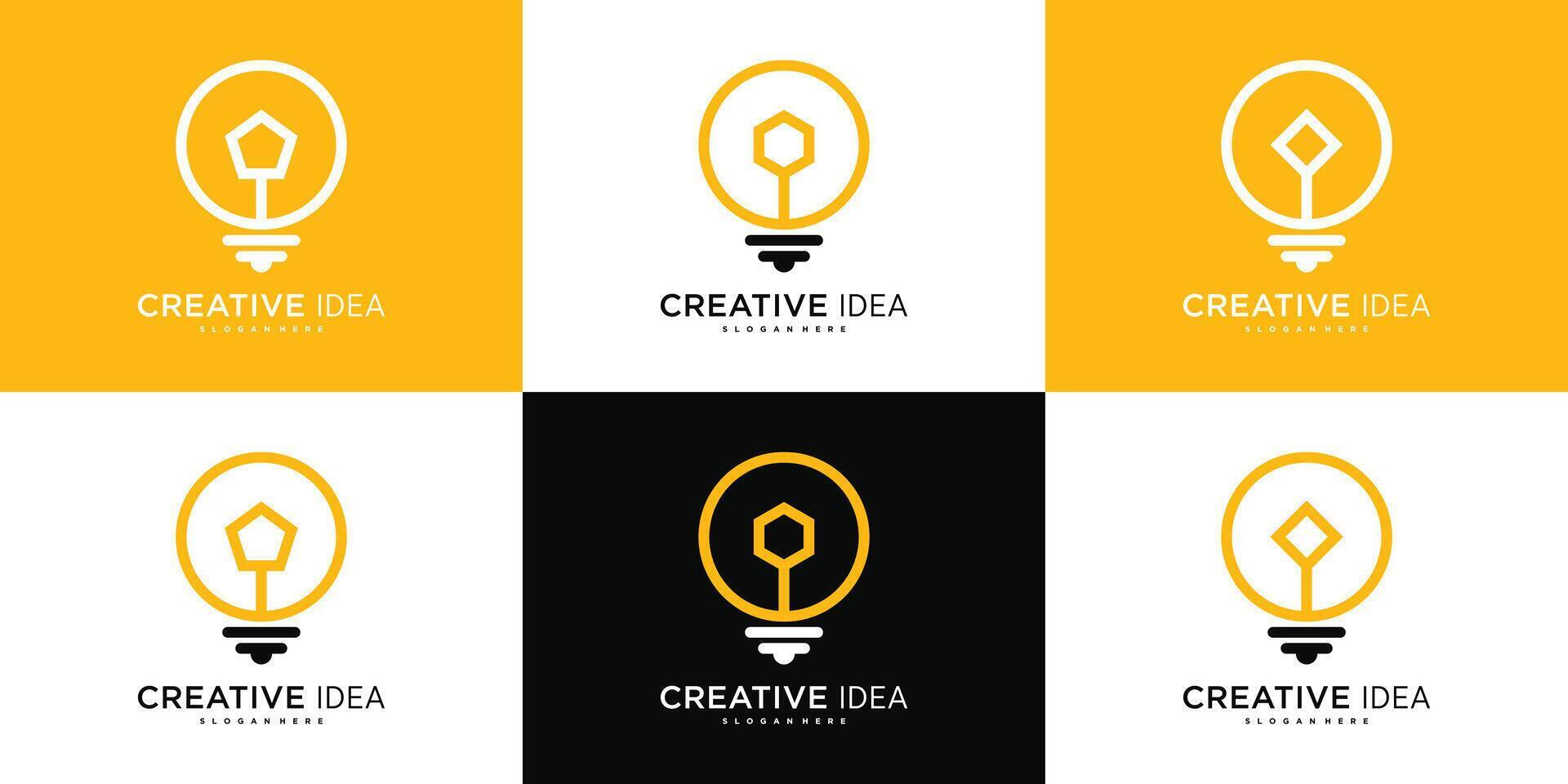 Smart bulb logo design abstrack with syimbol geometric vector